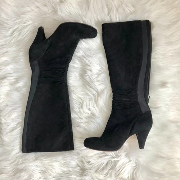 Indigo Black Suede Leather Knee High Boots 8.5 - Picture 4 of 5